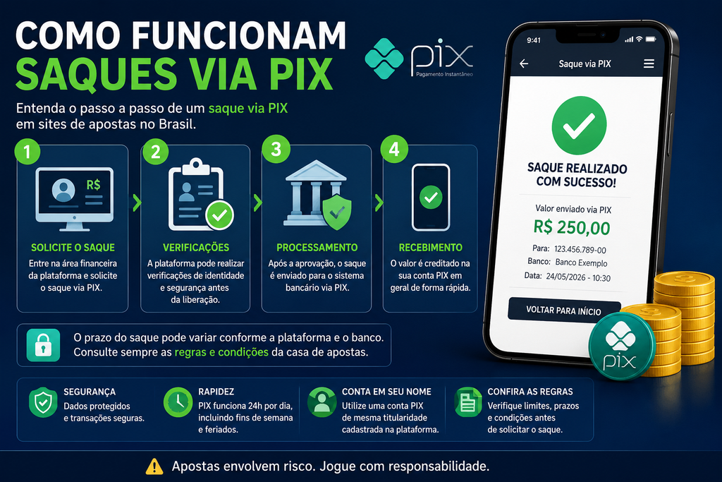 Como funcionam saques via PIX em sites de apostas no Brasil